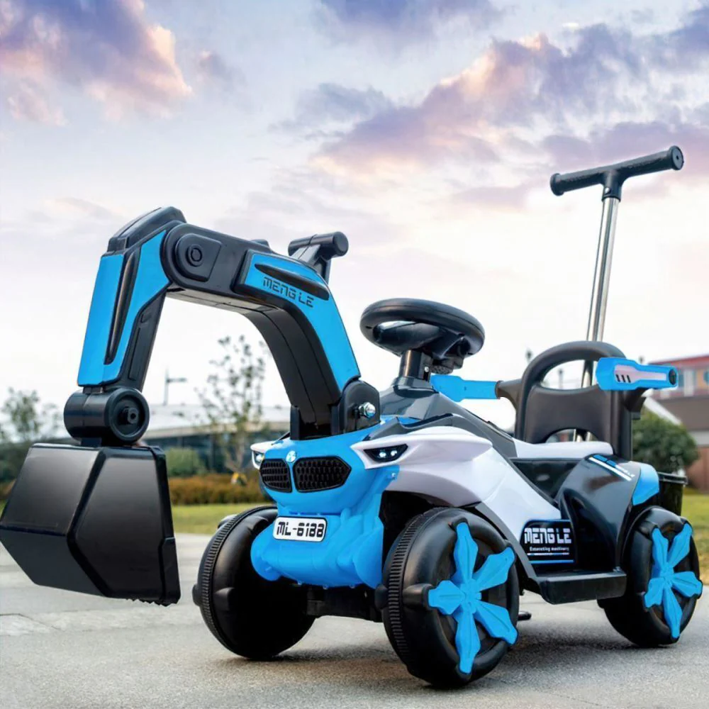 6v Electric Excavator Toy Car with Bluetooth, Helmet, and Rear Features for Kids - Image 6