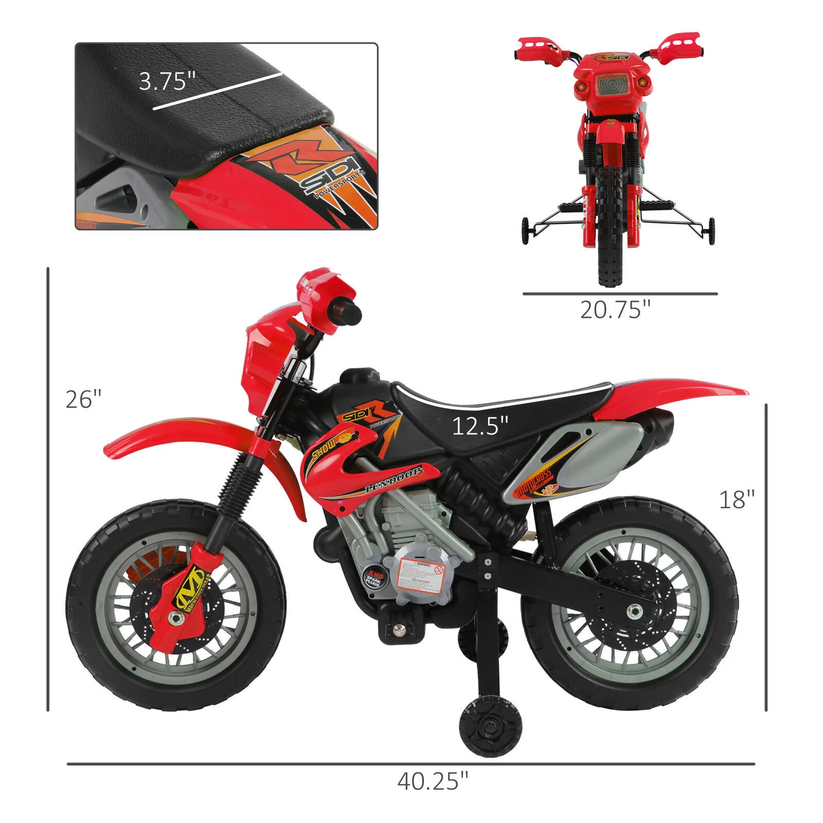6V Electric Kids Ride-On Dirt Bike Motorcycle Toy with Battery and Training Wheels - Image 2