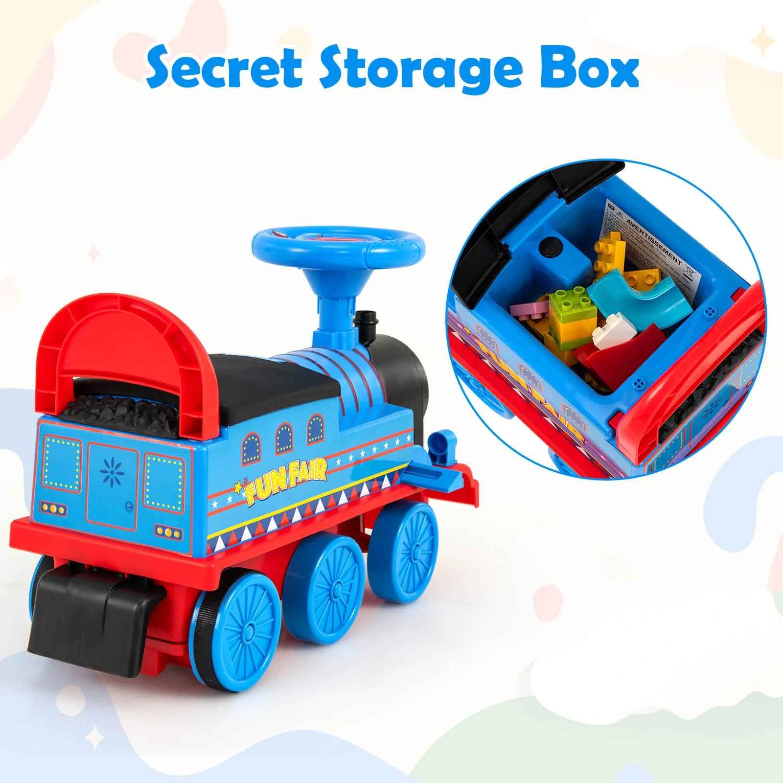 6V Motorized Kids Ride-On Train Toy with Track and 6 Wheels Navy - Image 6