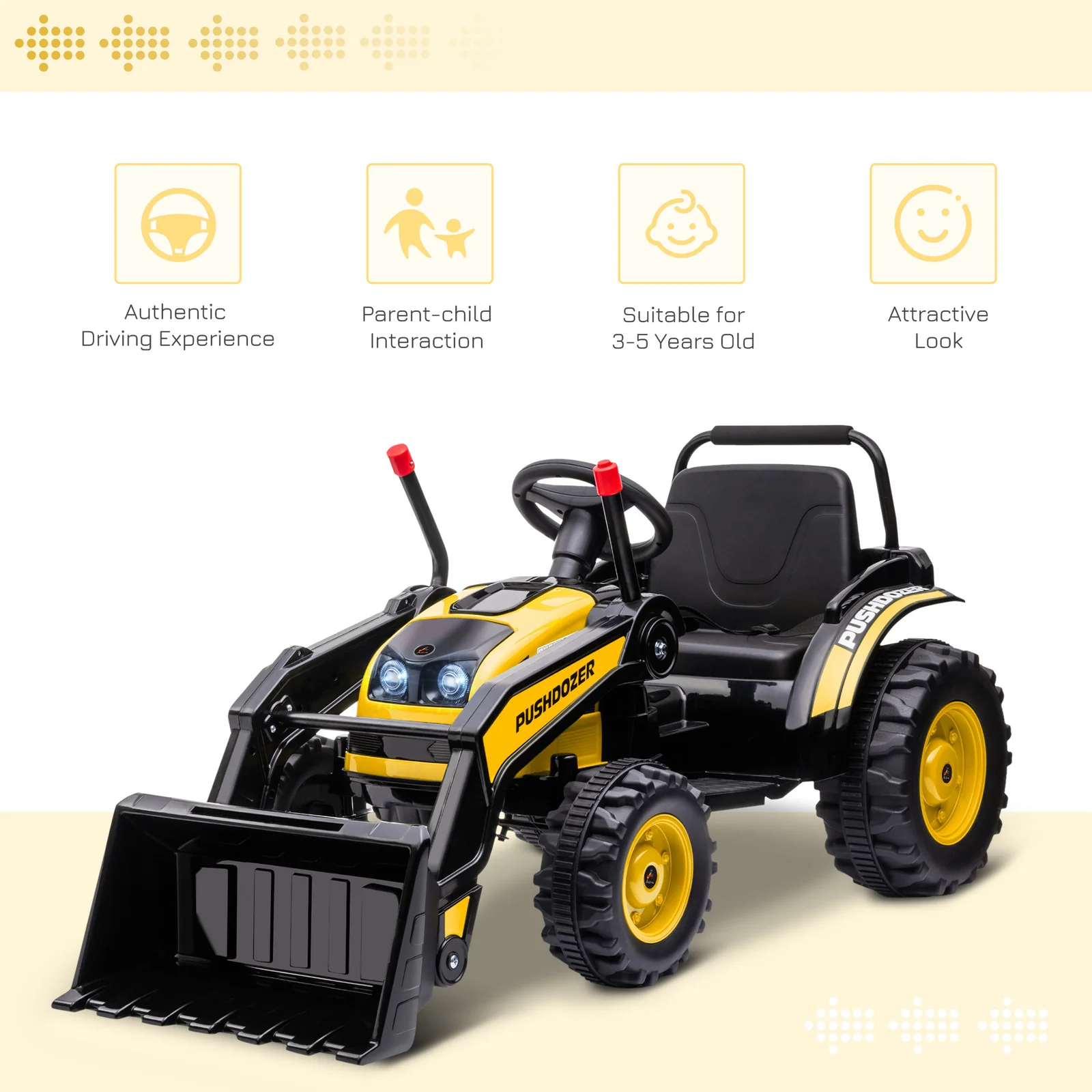 6V Electric Kids Construction Vehicle with Adjustable Yellow Bucket - Image 5