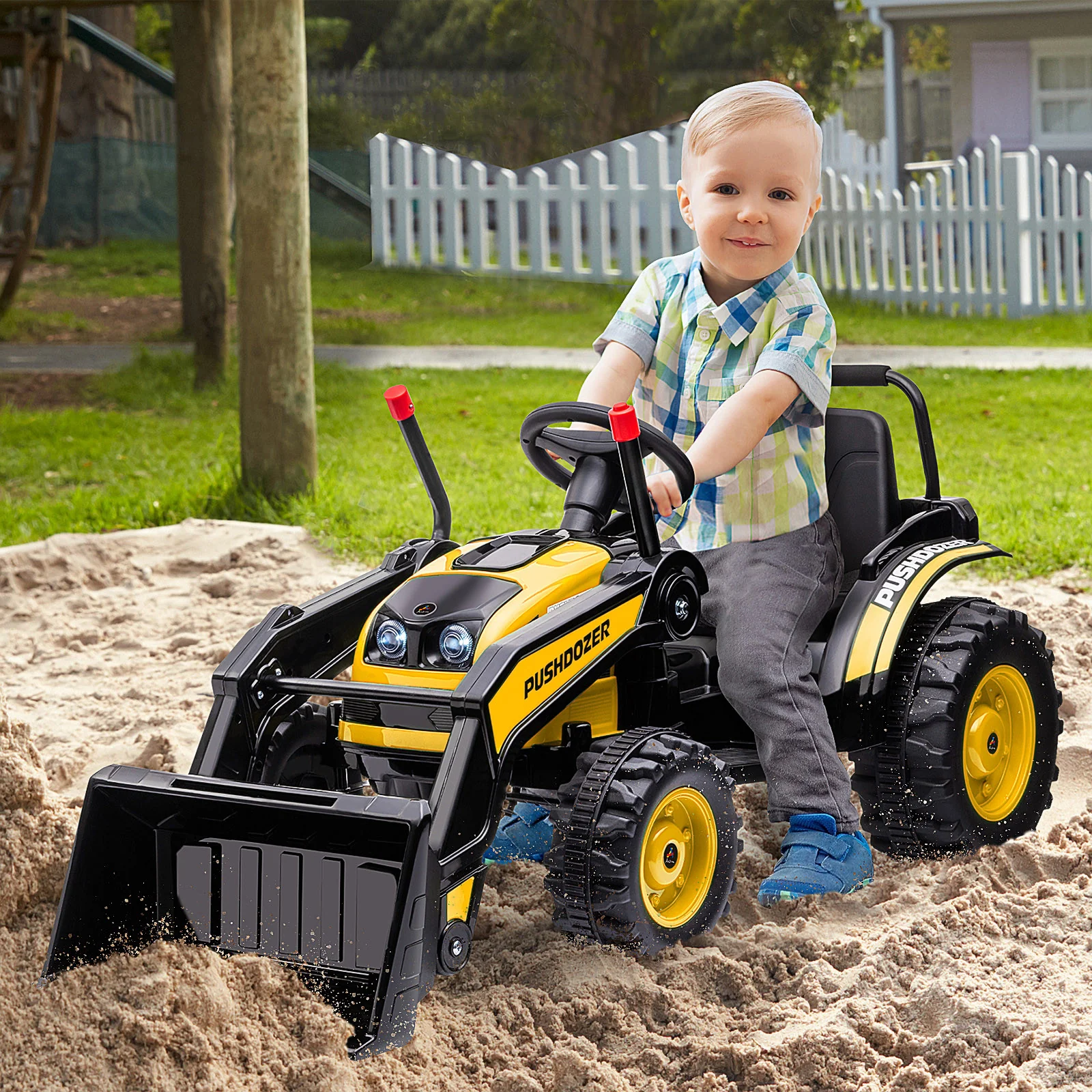 6V Electric Kids Construction Vehicle with Adjustable Yellow Bucket - Image 9