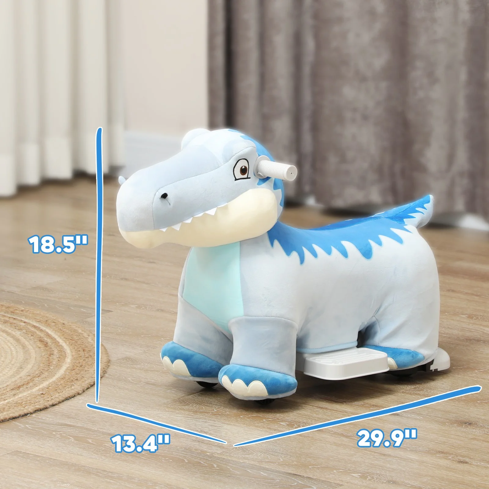 6V Kids Electric Ride-On Animal Toy with Music and Forward Motion Blue - Image 3