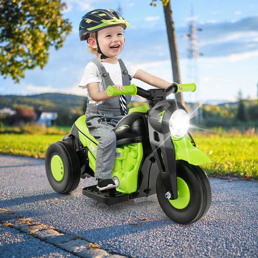 6V Kids Electric Ride-On Motorcycle with Bubble Maker and Music, Green - Image 2