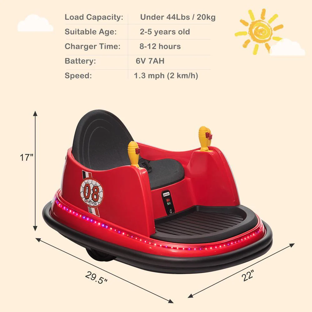 6V Kids Electric Ride-On Bumper Car with 360° Spin, Remote Control, and MP3 Player - Image 5