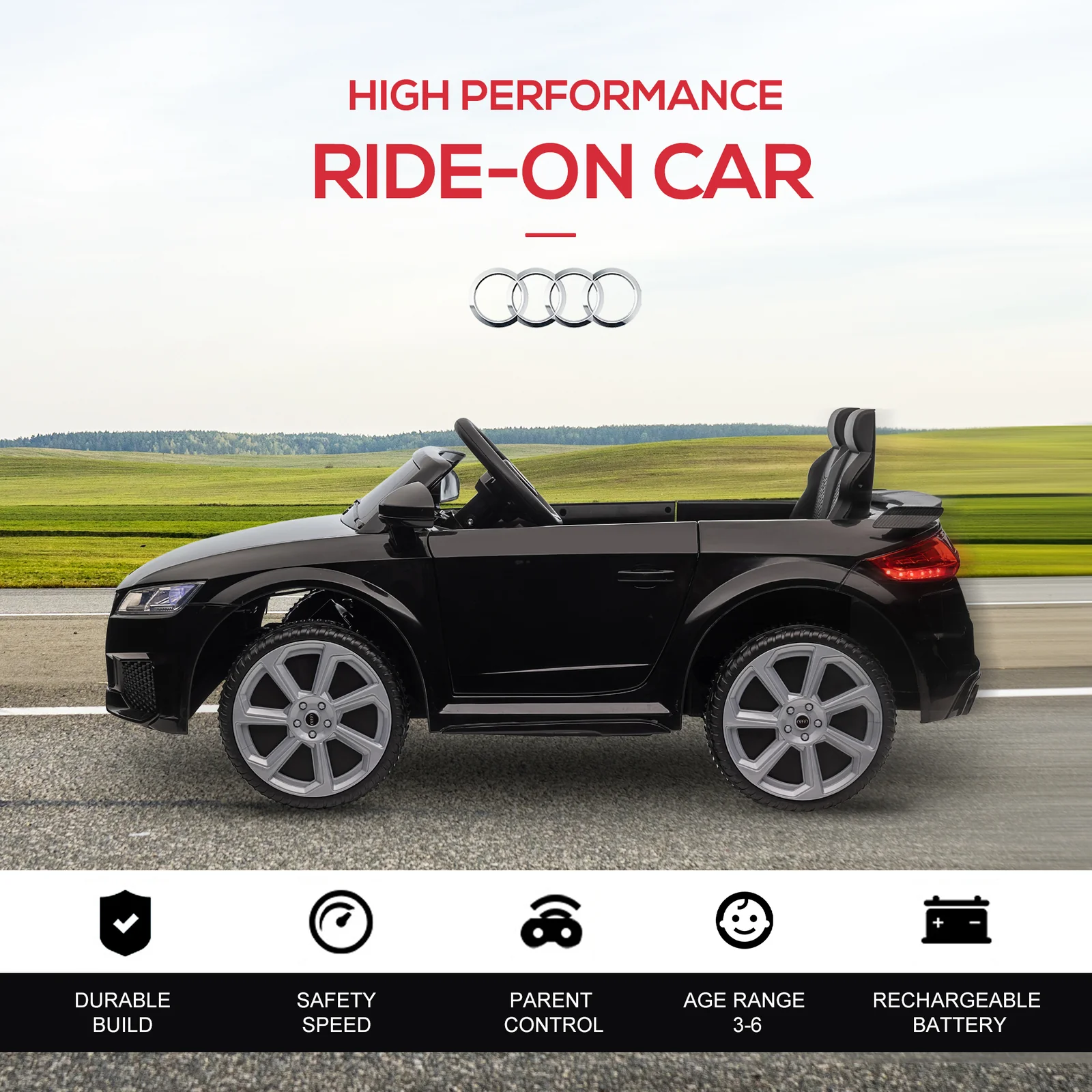 6V Kids Electric Ride-On Car Licensed Audi TT RS with Suspension System - Image 6