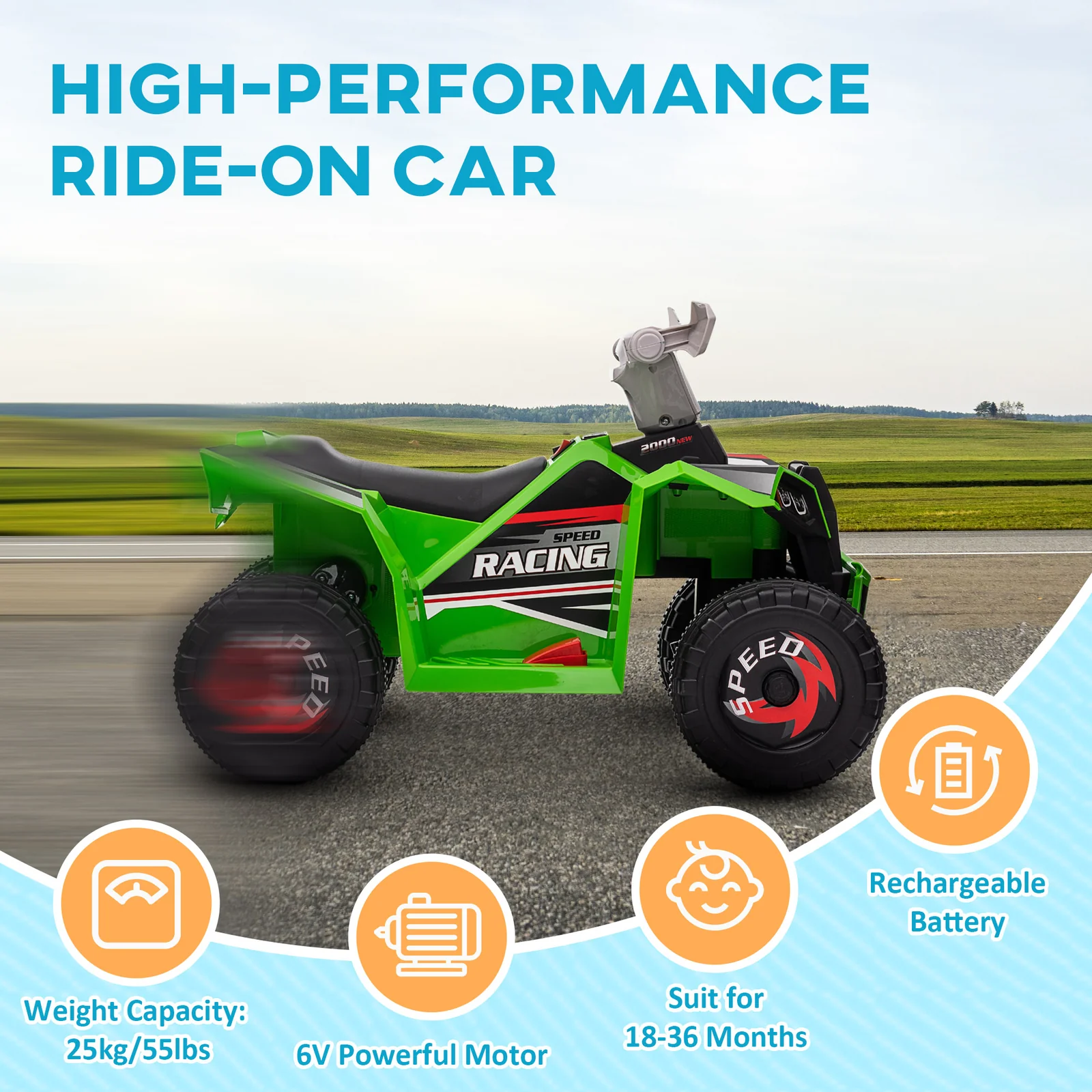 6V Electric Kids Quad ATV Four-Wheeler with Forward and Reverse Controls - Image 3