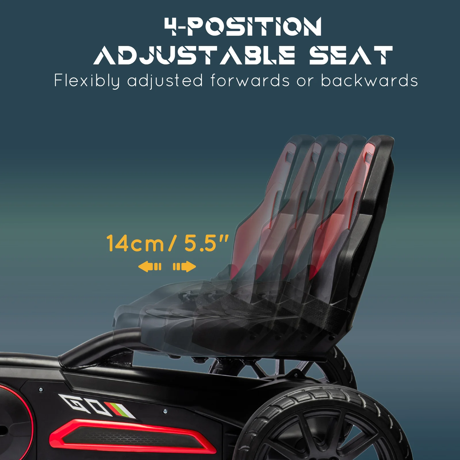 Kids Pedal Go-Kart with Swing Axle and Adjustable Seat for Outdoor Riding - Image 4