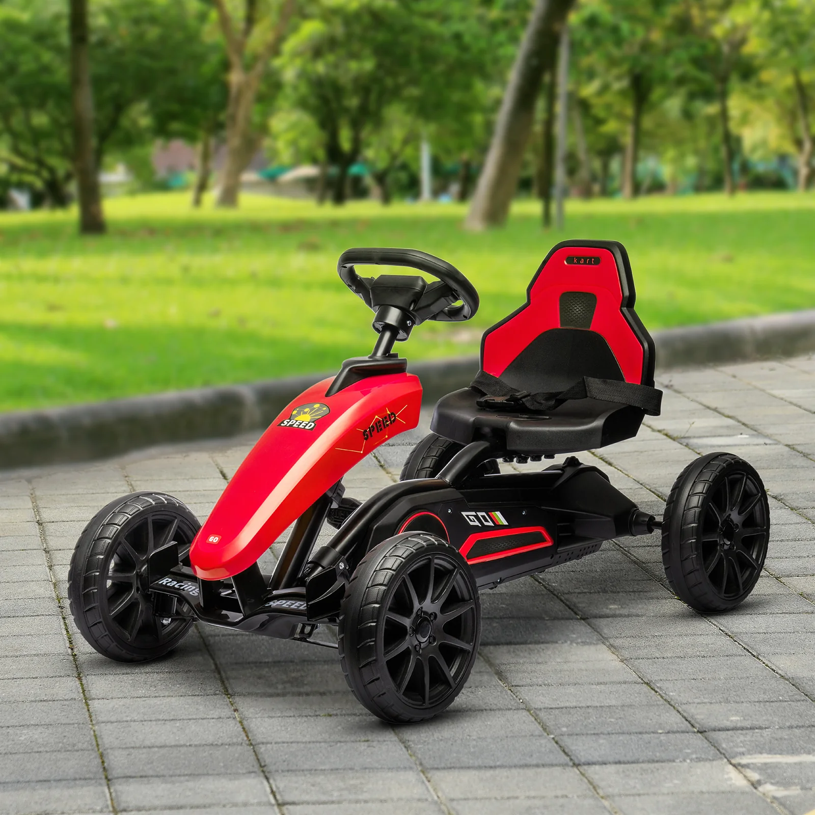 Kids Pedal Go-Kart with Swing Axle and Adjustable Seat for Outdoor Riding - Image 6