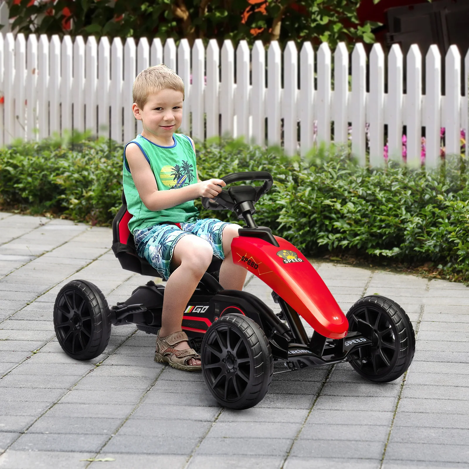 Kids Pedal Go-Kart with Swing Axle and Adjustable Seat for Outdoor Riding - Image 7