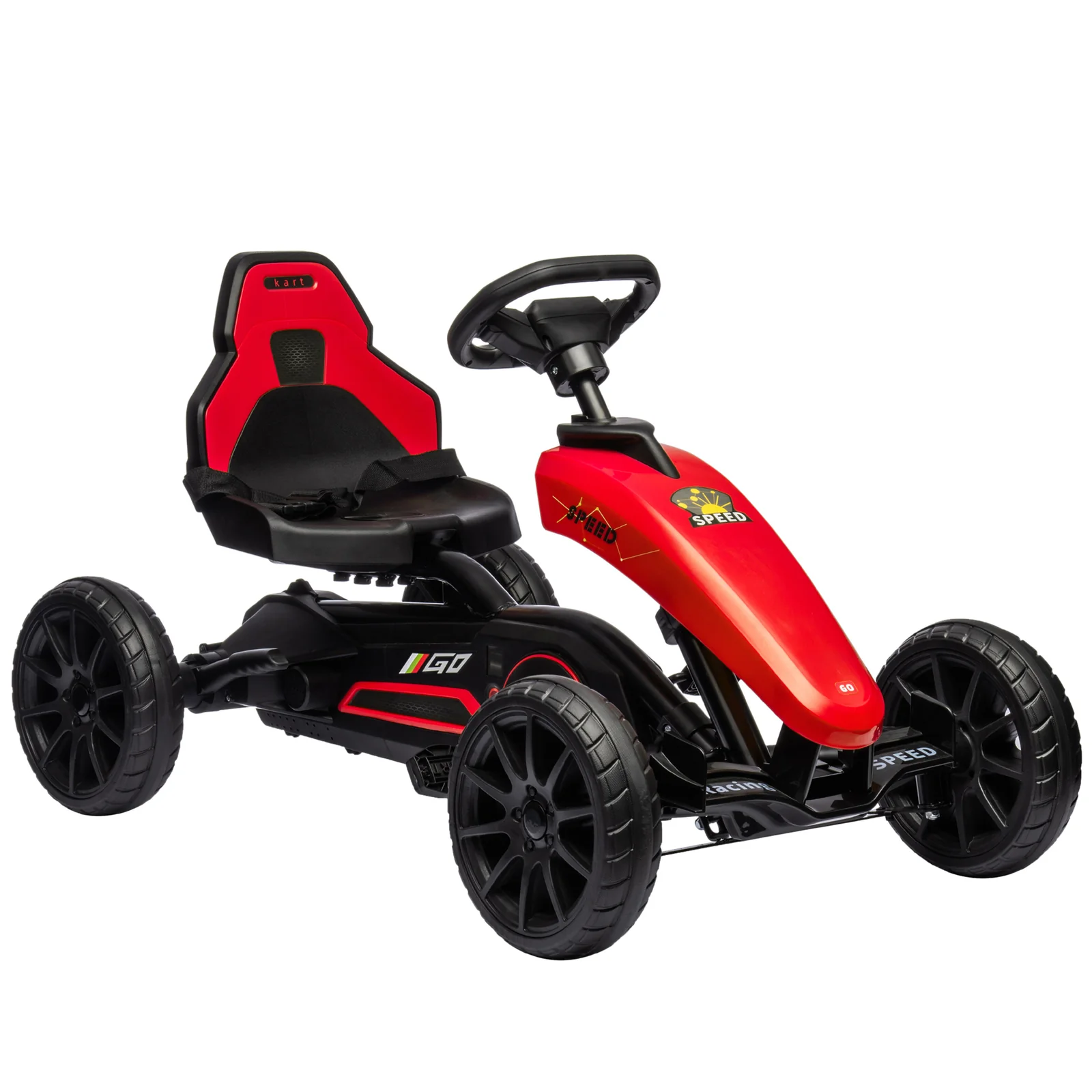Kids Pedal Go-Kart with Swing Axle and Adjustable Seat for Outdoor Riding - Image 9