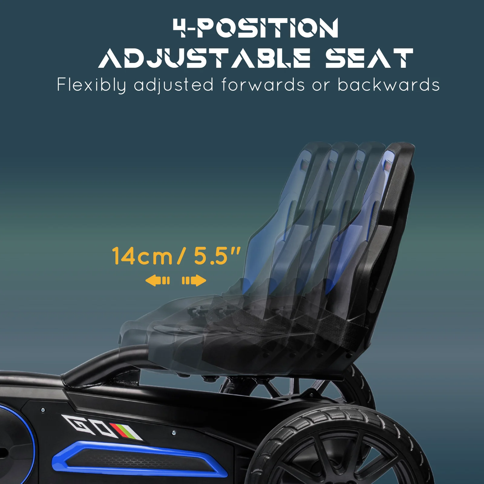 Kids Pedal Go-Kart Outdoor Ride-On Toy with Swing Axle and Adjustable Seat, Hand Brake - Image 4