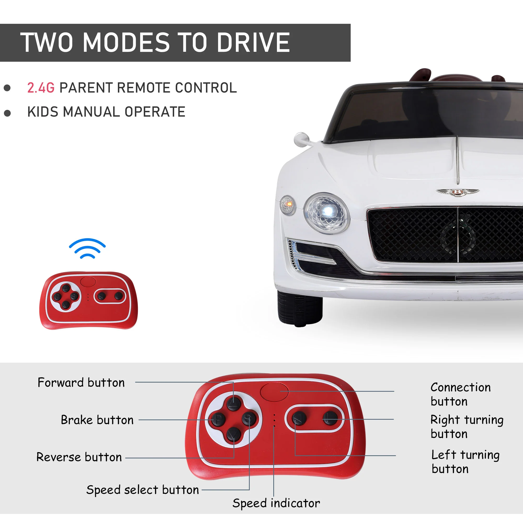 12V Licensed Bentley EXP12 Kids Electric Ride-On Car - Image 7