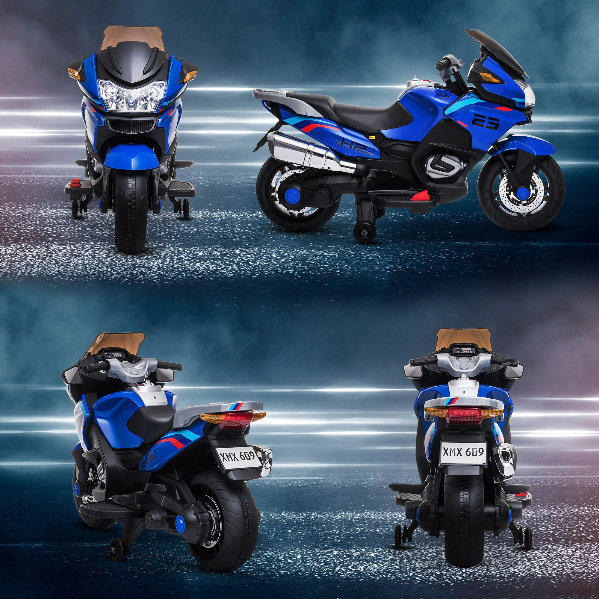 Kids Ride-On Motorcycle with Training Wheels, Lights, and Music - Image 11