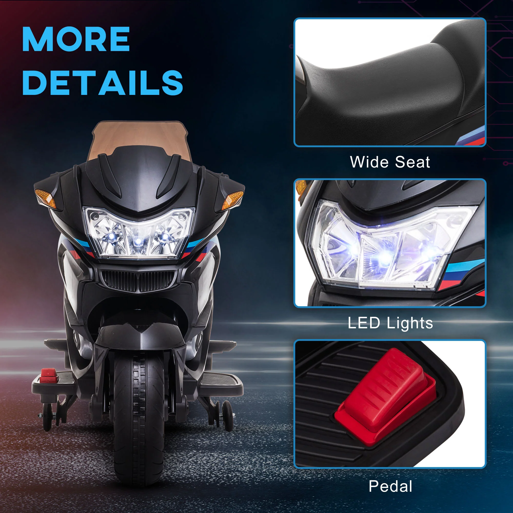 Kids Ride-On Motorcycle with Training Wheels, Lights, and Music - Image 20