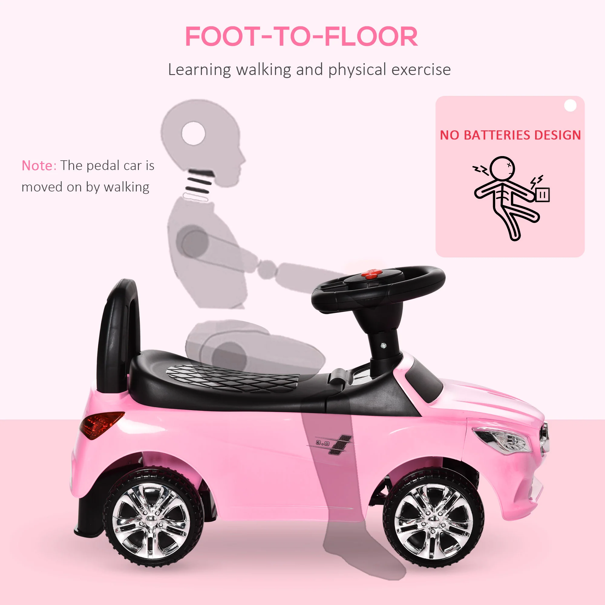 Ride-On Sliding Car with Horn, Music, Lights, and Storage – No Power Needed - Image 19