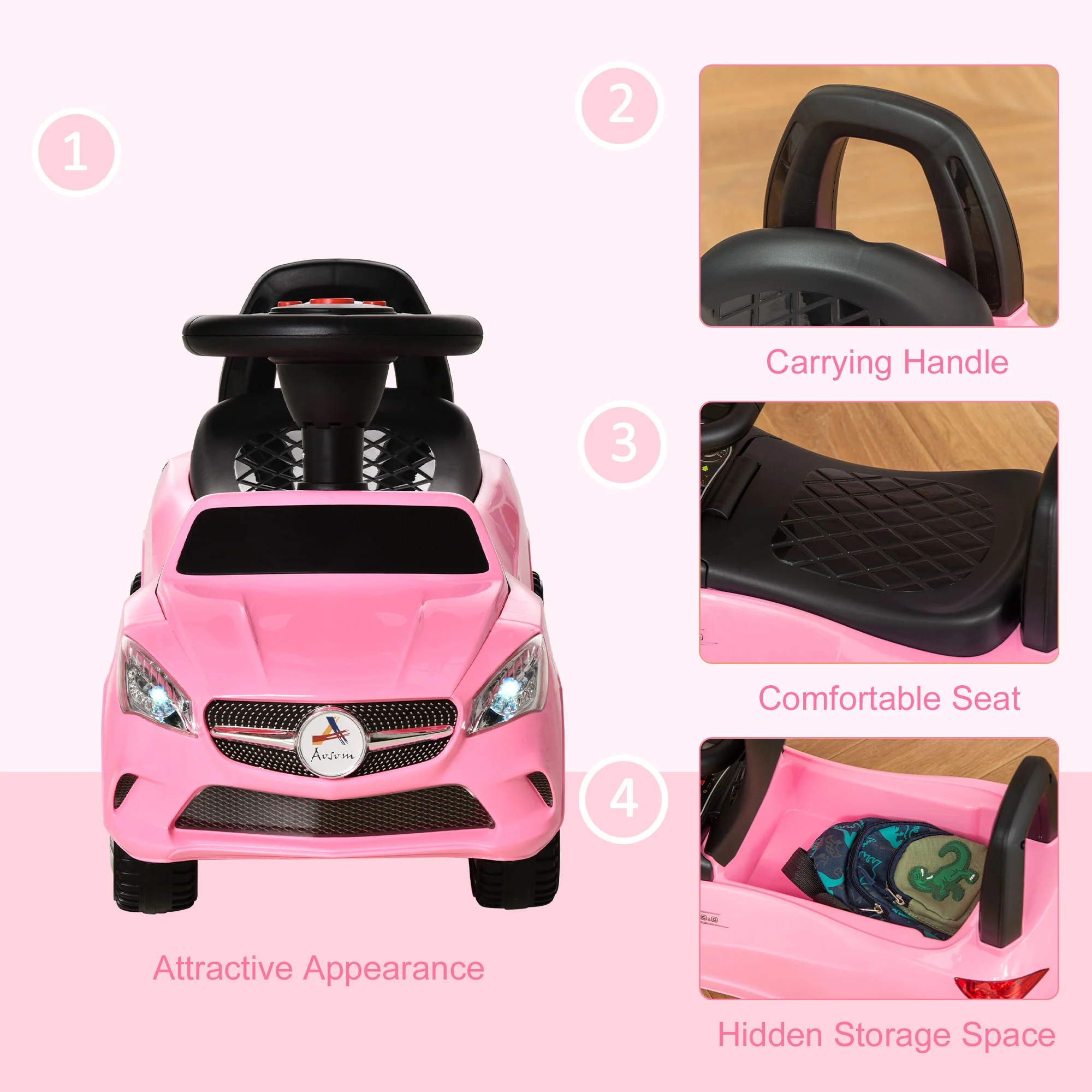 Ride-On Sliding Car with Horn, Music, Lights, and Storage – No Power Needed - Image 20