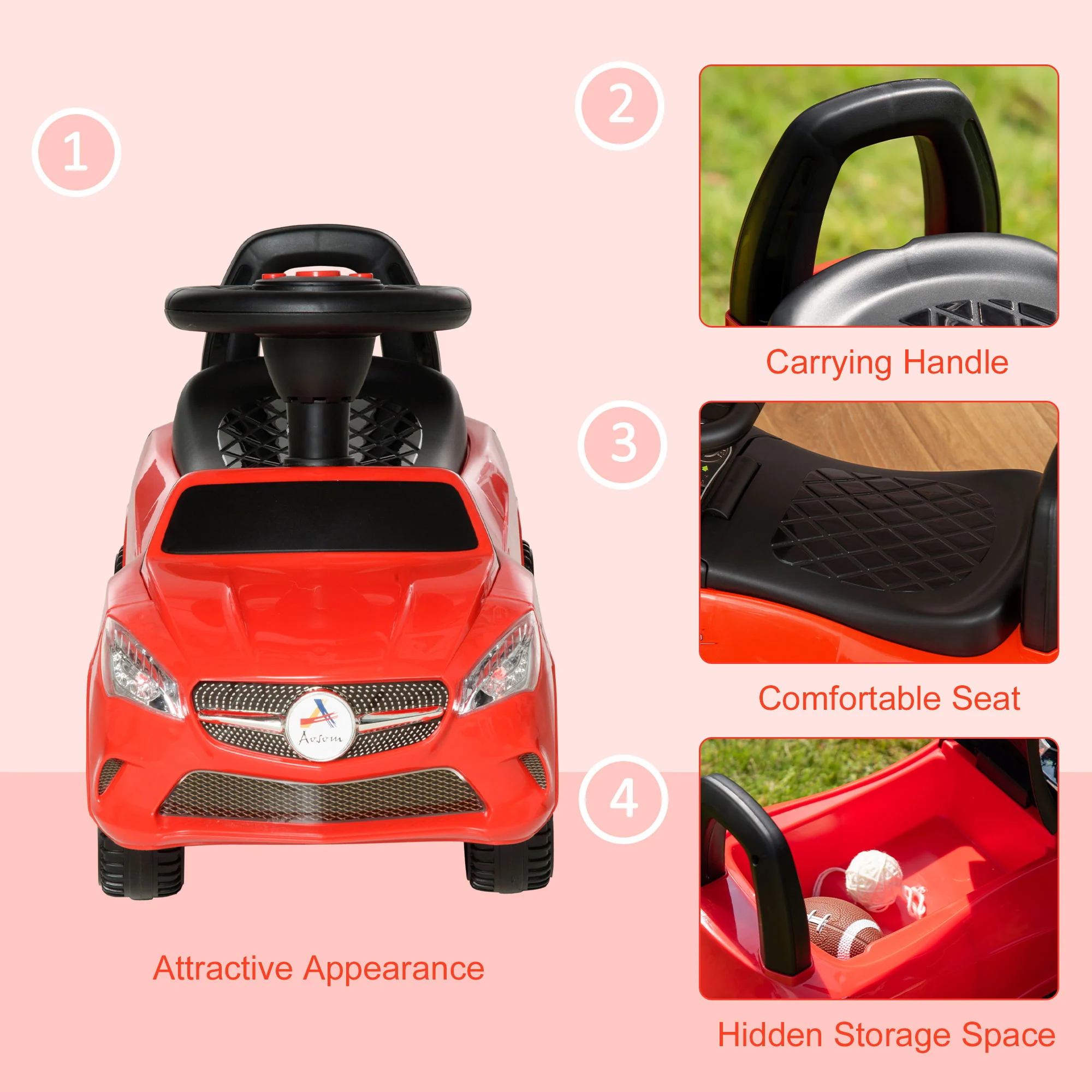 Ride-On Sliding Car with Horn, Music, Lights, and Storage – No Power Needed - Image 8