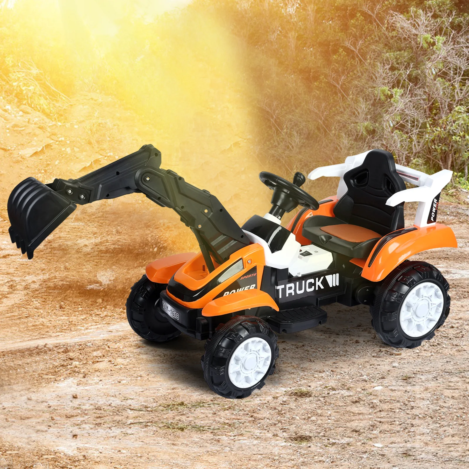 Battery-Powered Electric Red Digger Construction Vehicle Toy for Kids - Image 11
