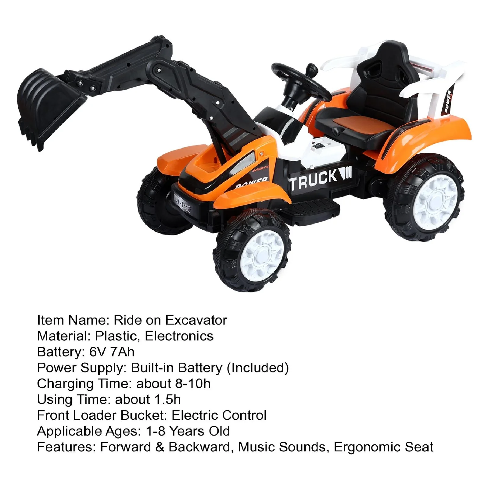 Battery-Powered Electric Red Digger Construction Vehicle Toy for Kids - Image 14