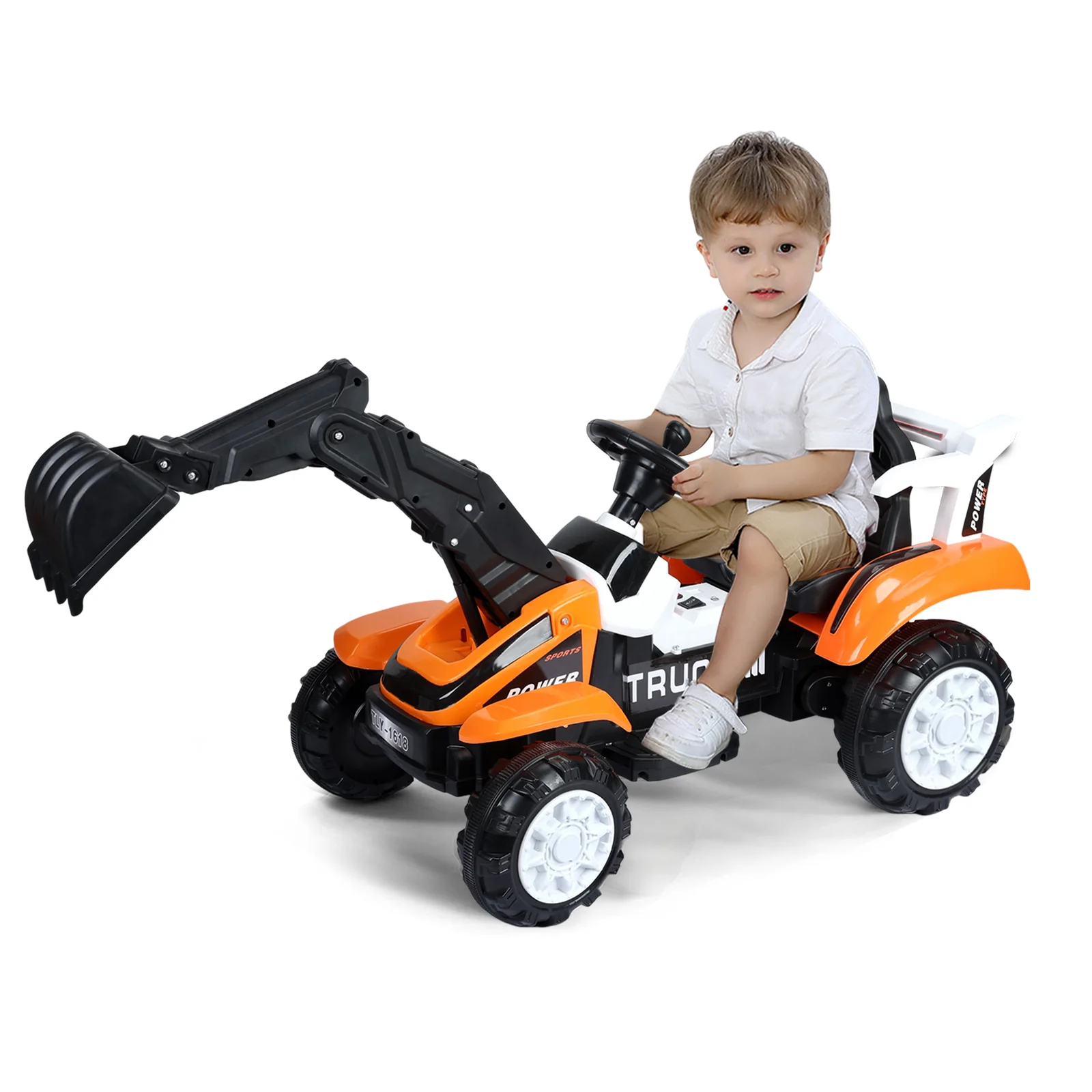 Battery-Powered Electric Red Digger Construction Vehicle Toy for Kids - Image 3