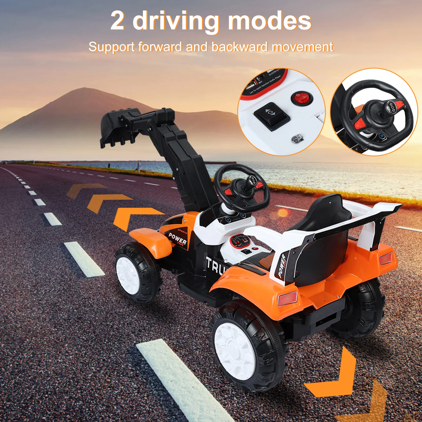 Battery-Powered Electric Red Digger Construction Vehicle Toy for Kids - Image 4