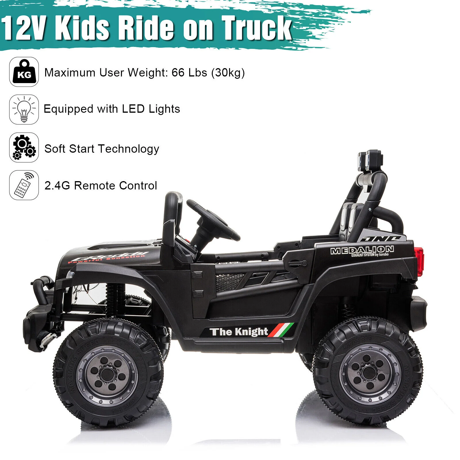 BBH-016 Dual Drive 12V 4.5A.h 2.4G Remote Control Off-Road Vehicle in Black - Image 8