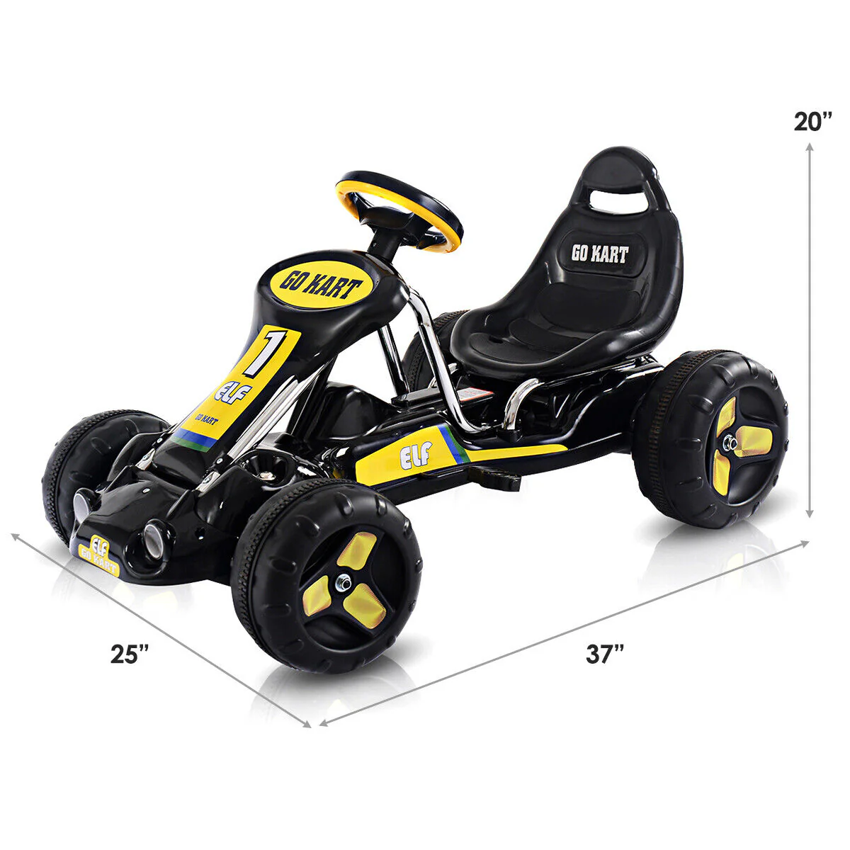 Black Babyjoy Go Kart Kids Ride On Car - Pedal Powered 4 Wheel Racer Toy - Image 2
