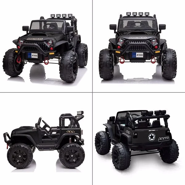 Black Battery-Powered Electric Ride-On Car for Kids with 2 Seats and Remote Control - Image 5