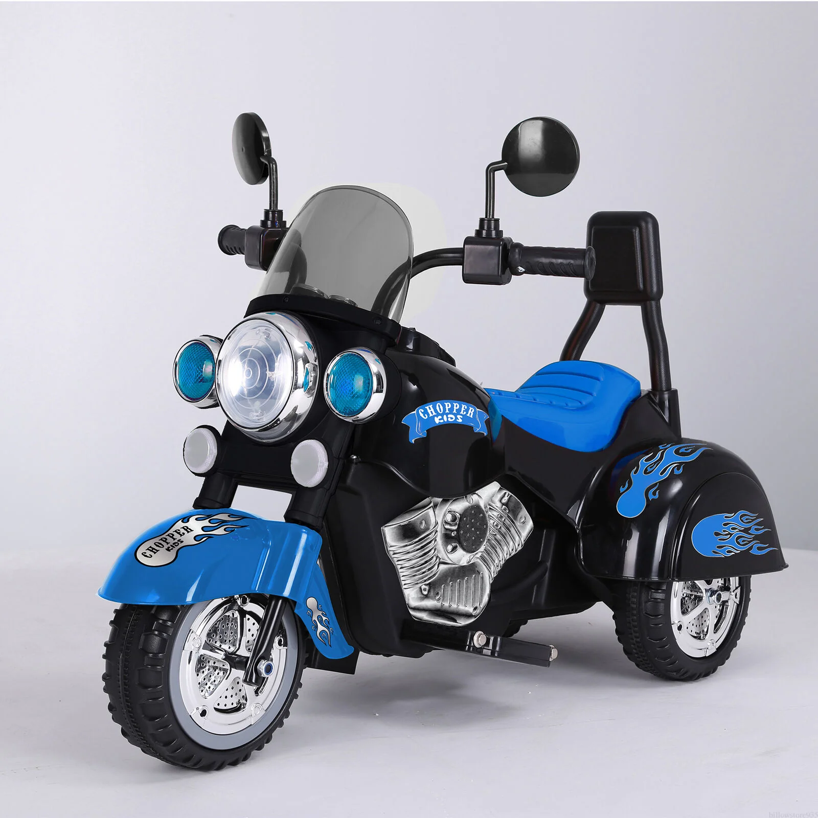Blue 3-Wheel Motorbike for Kids with LED Headlight and Colorful Design - Image 7