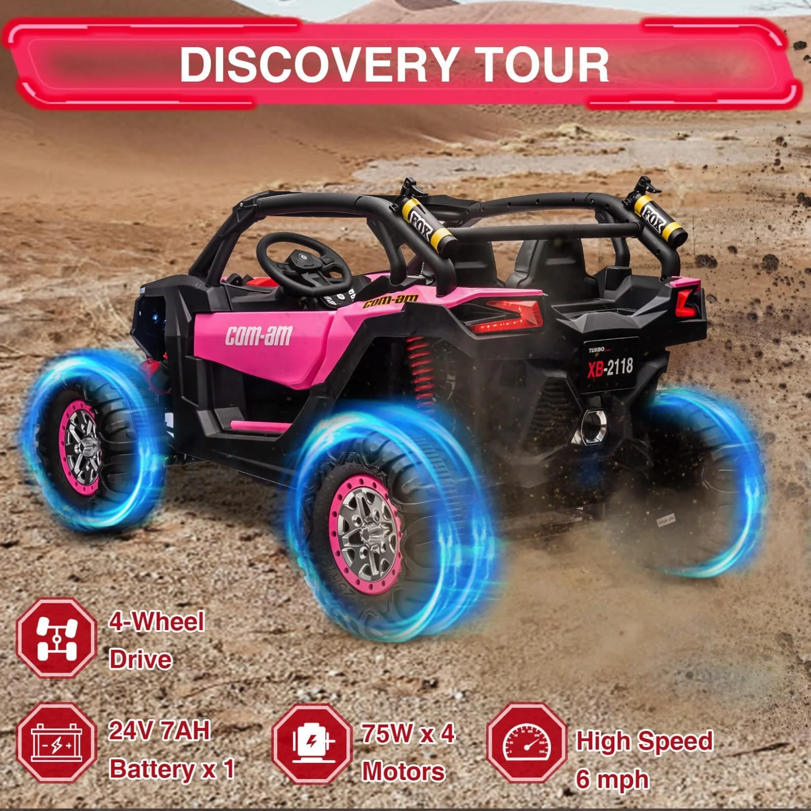 24V Electric Kids Ride-On UTV Car with Remote Control 4-Wheeler Off-Road Vehicle - Image 4