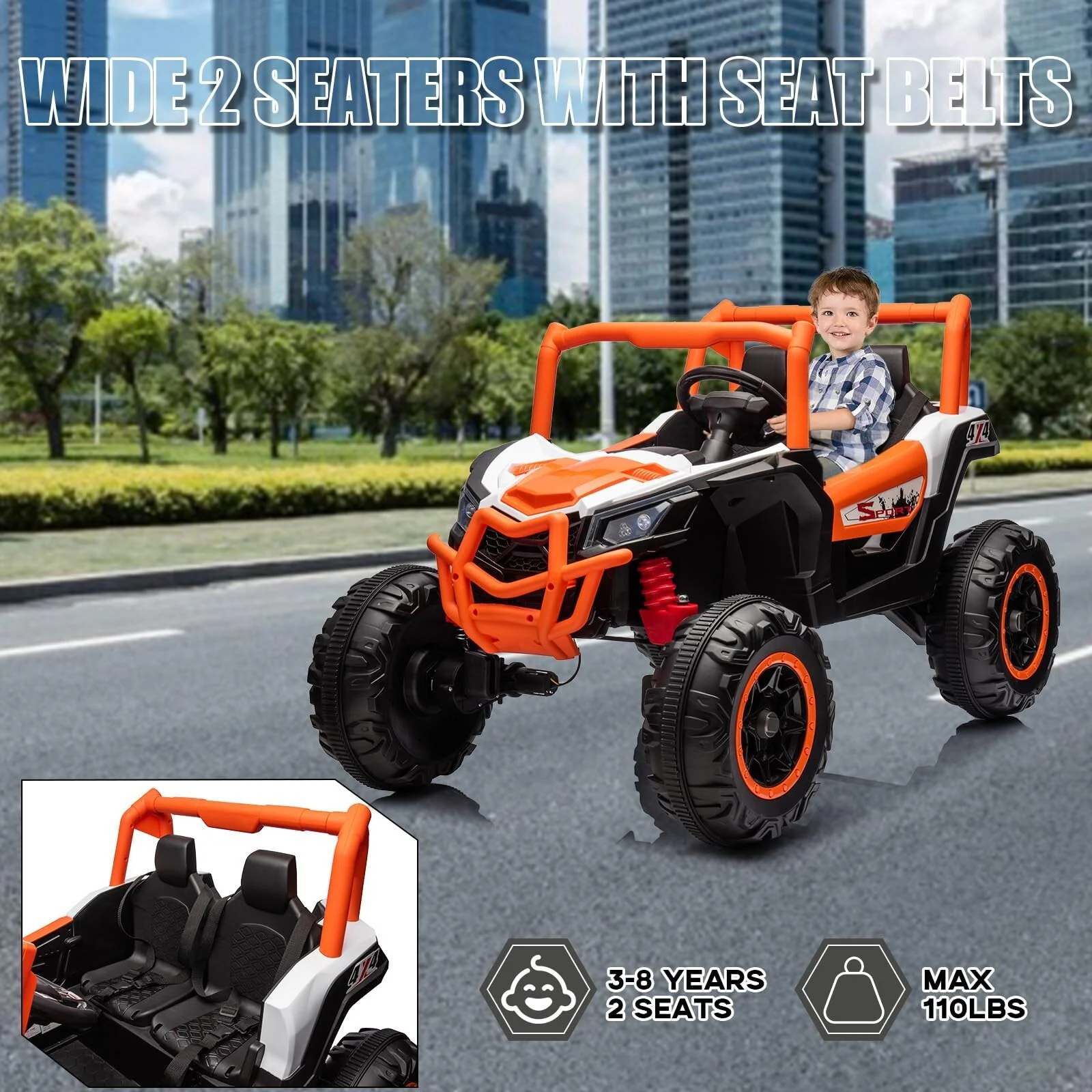 24V Electric 4WD Off-Road Ride-On UTV Quad Car for Kids - Image 8