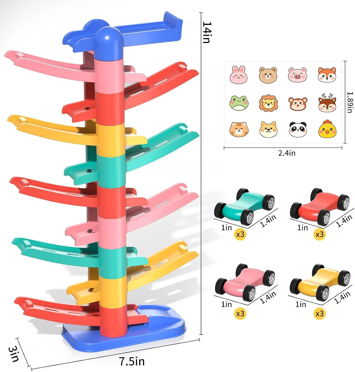 Toddler Race Track Car Toy with Ramp, Suitable for Ages 3-6, Includes 12-M Car - Image 7