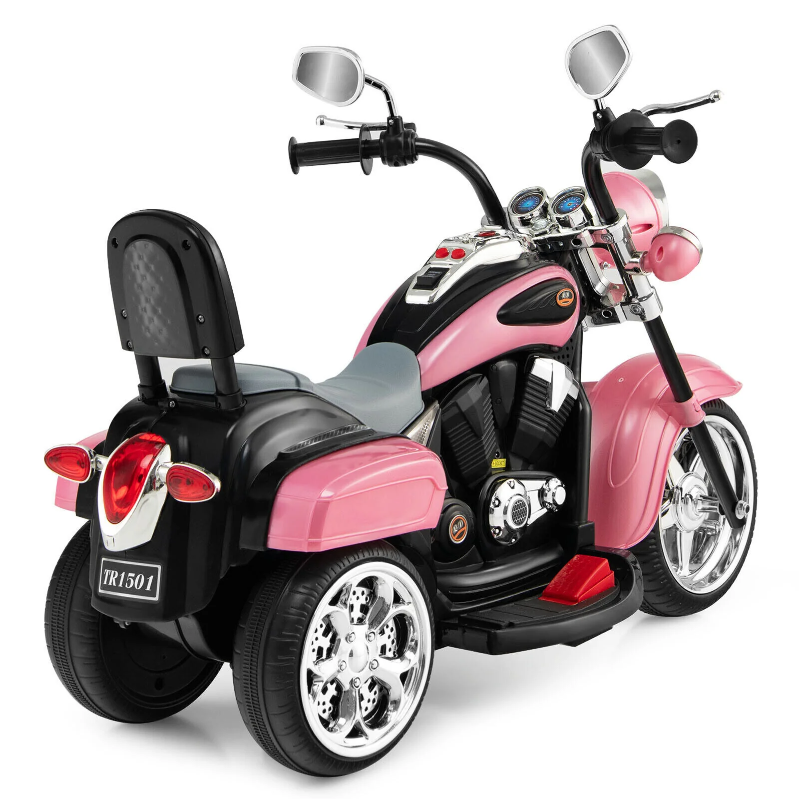 Chic Pink 3-Wheel Chopper Motorcycle for Kids with Headlight - Image 8