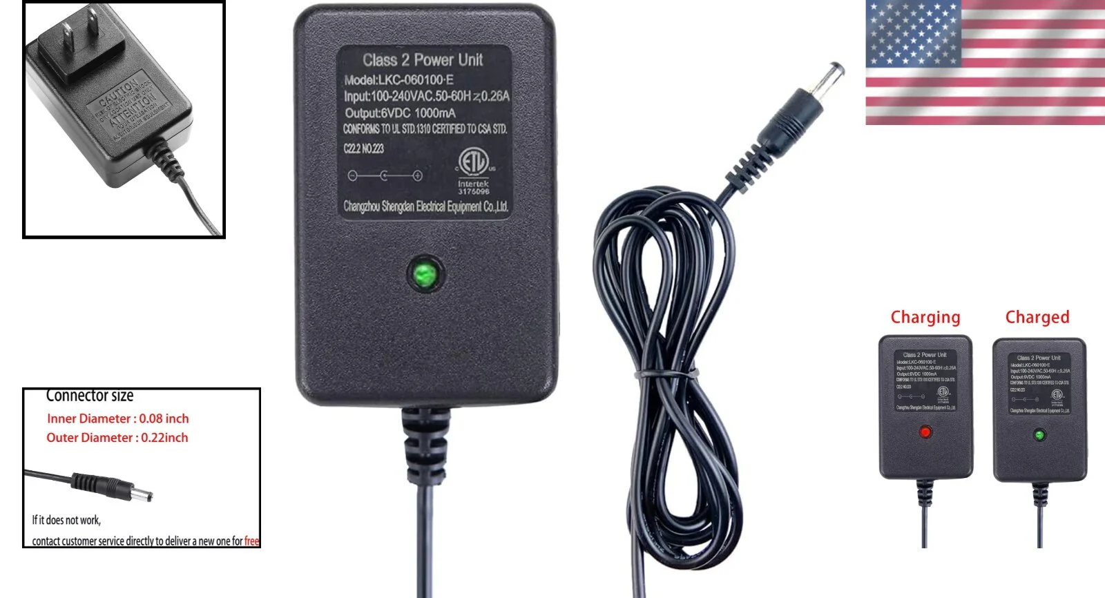 Compact 6V Battery Charger for Kids' Ride-On Electric Cars Universal Fit - Image 2