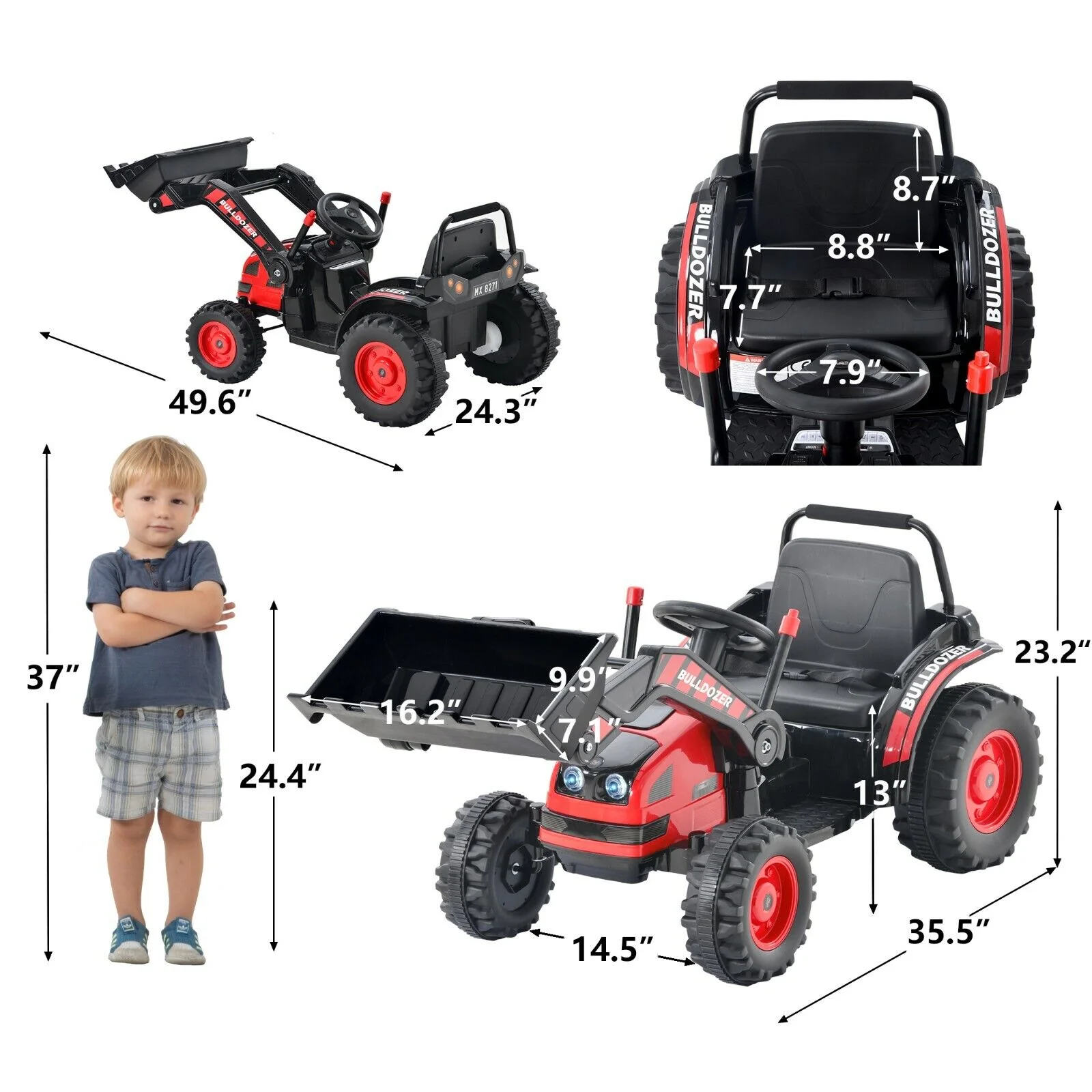 Construction Bulldozer Ride-On Toy for Toddlers - Fun and Durable Ride-On Car - Image 12