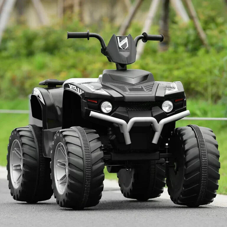 Costway 12V Kids ATV Quad Ride On Car with LED Lights, Music, and USB - Black - Image 6