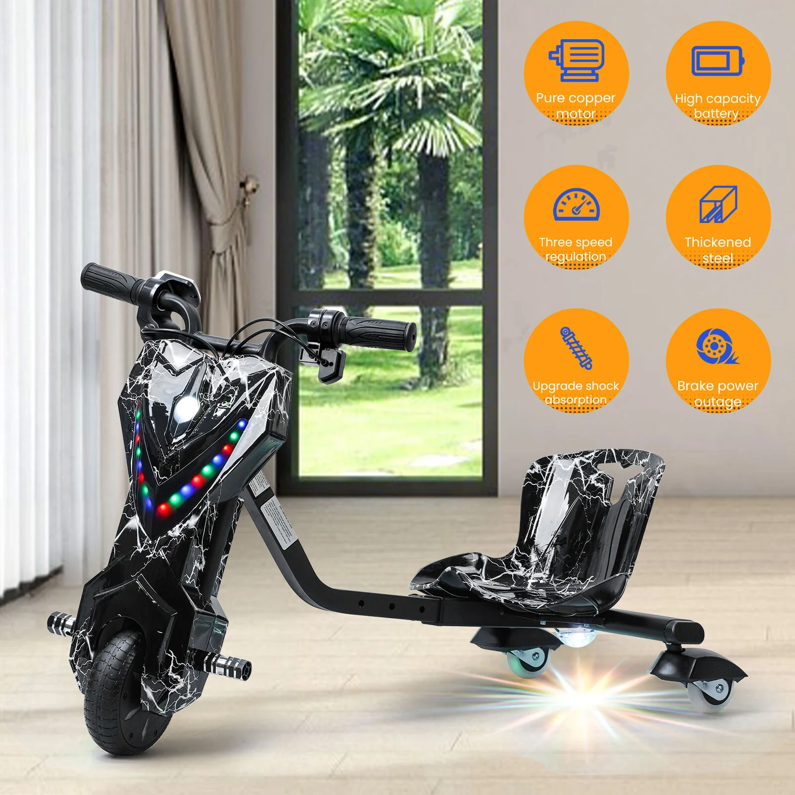Drift Ride-On Tricycle for Kids 8+, Large Wheels with Adjustable Seat - Image 6