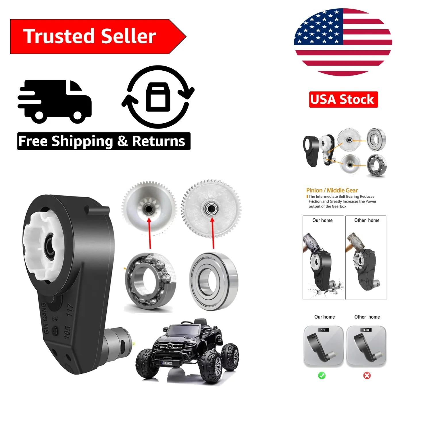 Durable 24V RS555 30000RPM Motor with Gearbox for Power Wheel Upgrades - Image 12