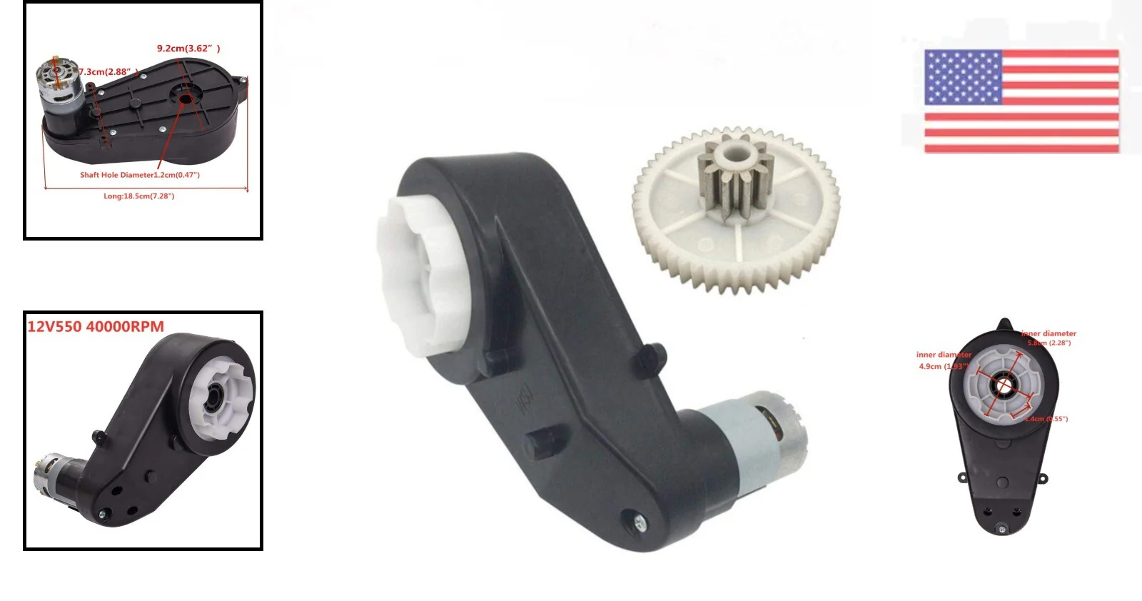 12V High Torque Motor Gearbox for Kids Ride-On Vehicles Easy DIY Upgrade - Image 2
