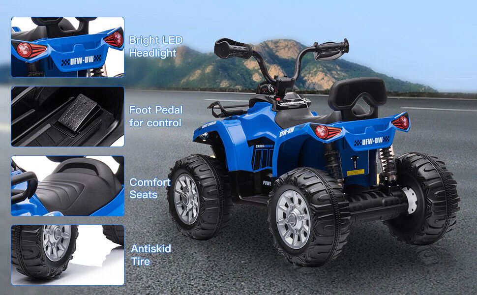 Electric 12V ATV Quad for Kids with LED Lights, Music, and USB - Image 7