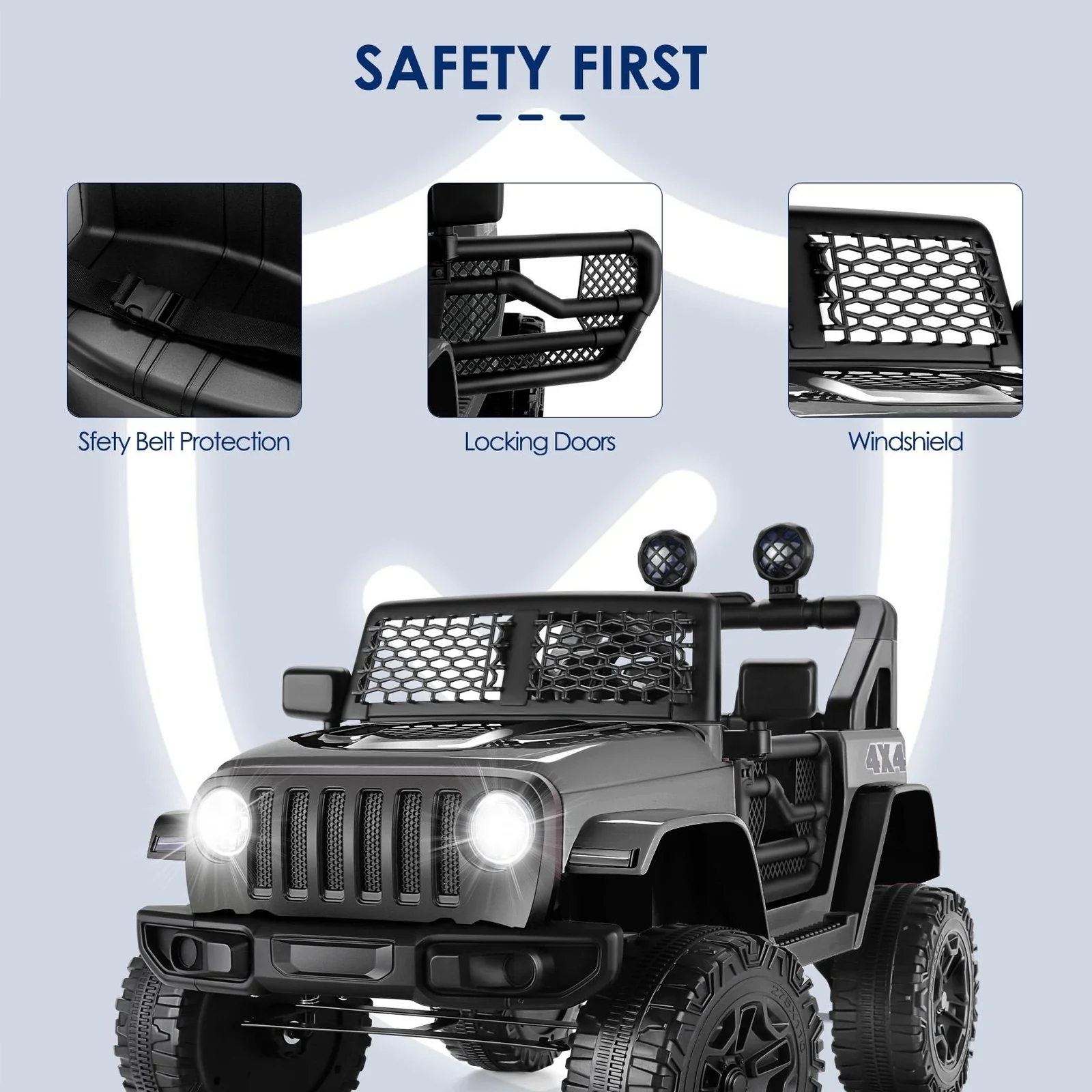 12V Electric Kids Ride-On Jeep with USB, Bluetooth, MP3 and Remote Control - Image 6