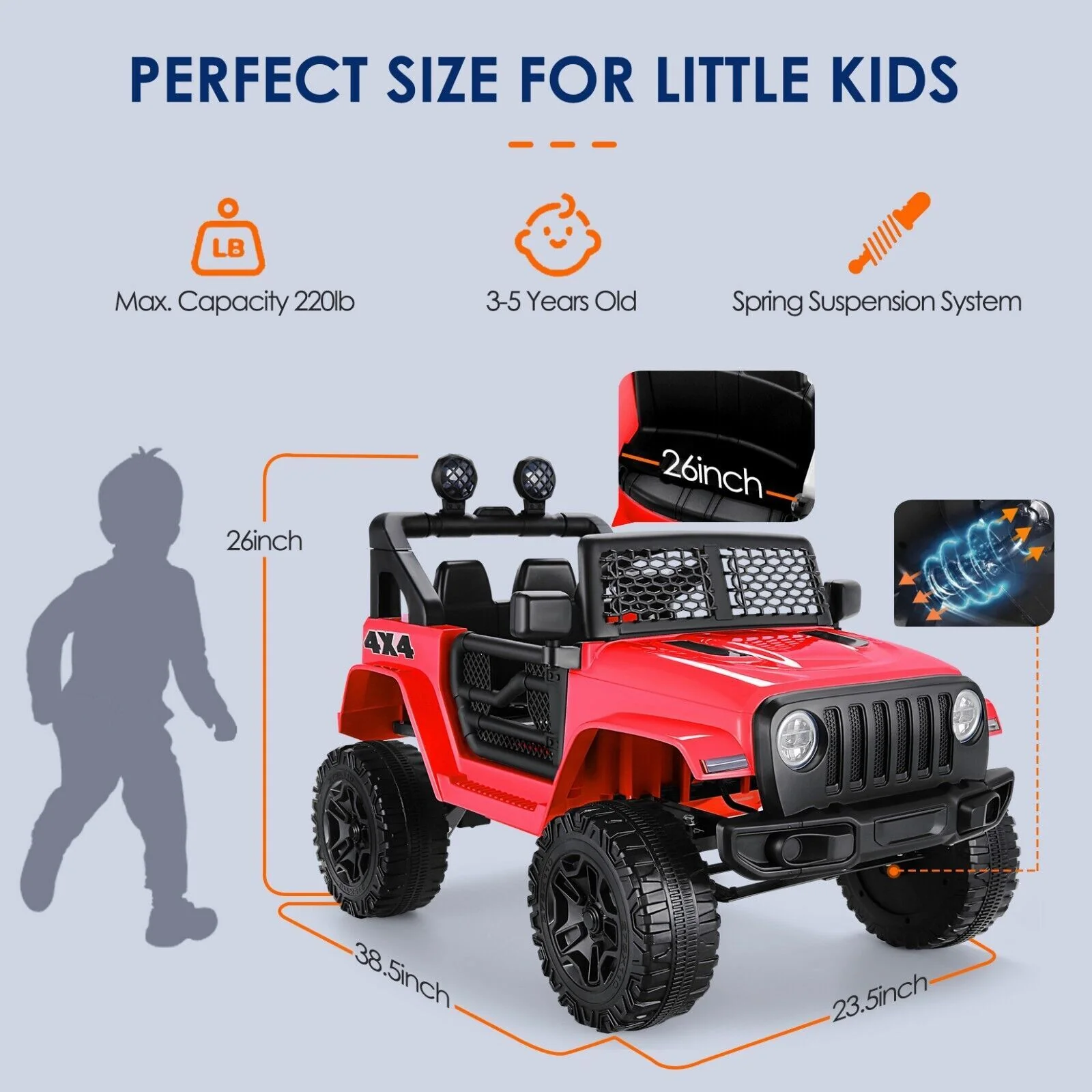 12V Electric Kids Ride-On Car Toy with Battery, USB, LED Lights, MP3, and Remote Control - Image 3