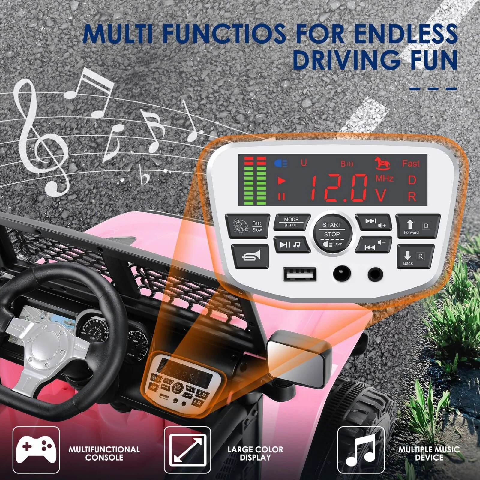Electric 12V Kids Ride-On Truck with MP3, LED Lights, and Remote Control - 2 Seater Jeep Car - Image 17