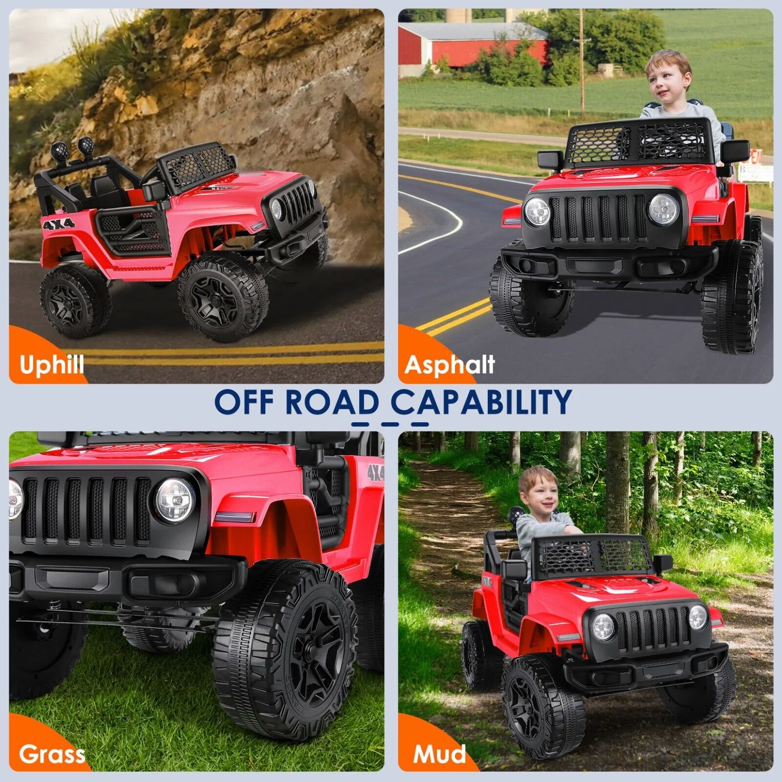 Electric 12V Kids Ride-On Truck with MP3, LED Lights, and Remote Control - 2 Seater Jeep Car - Image 24