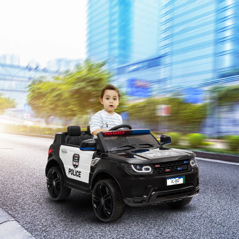 12V Electric Ride-On Police SUV for Kids with Music, Lights, and Remote Control