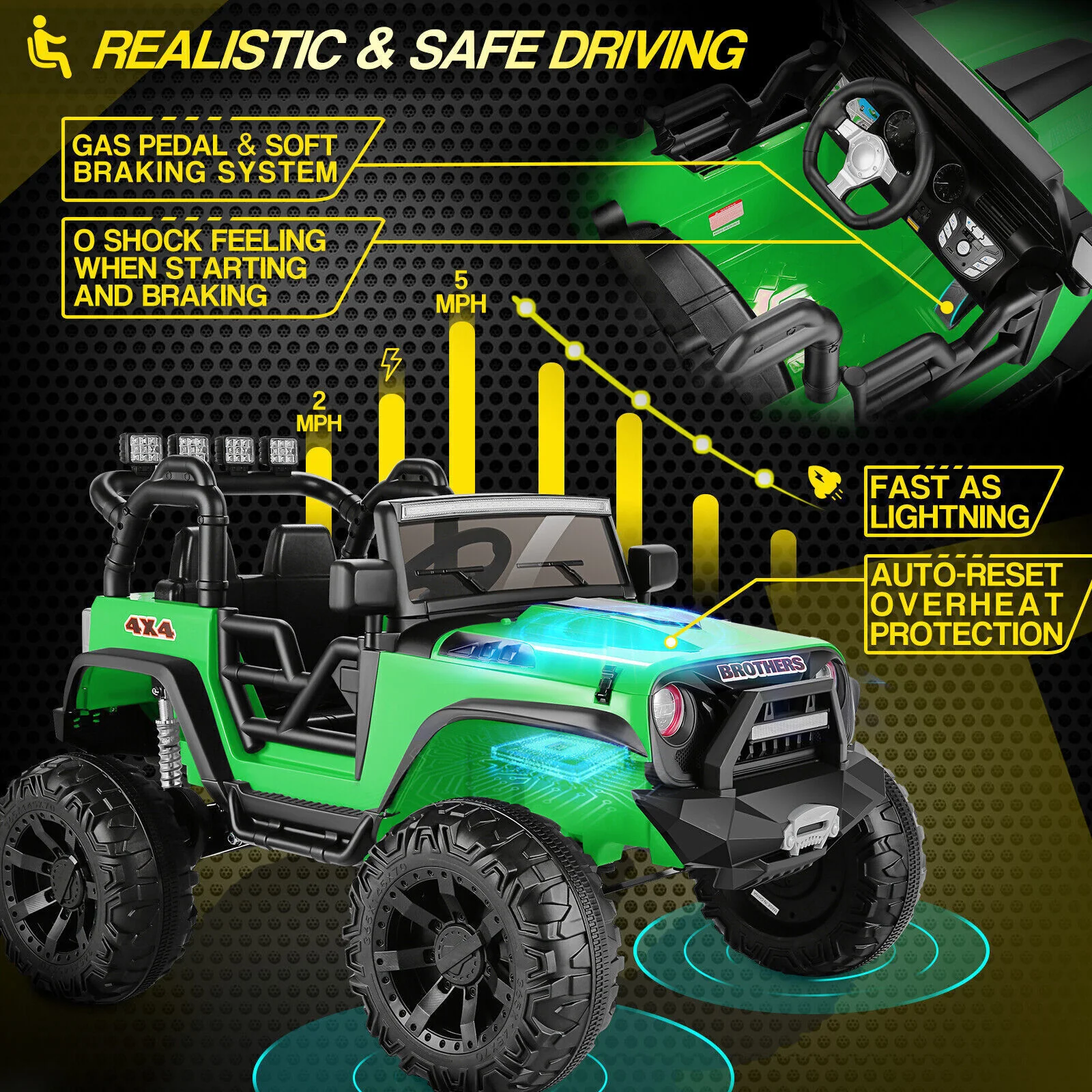 Electric 2-Seater Kids Jeep with LED Lights and 400W Motor - 24V Ride-On Truck Car - Image 45