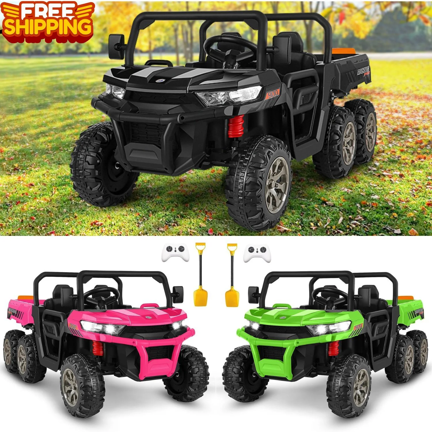 24V Electric 4WD Ride-On UTV Toy Vehicle with Dump Bed and 6 Wheels - Image 11