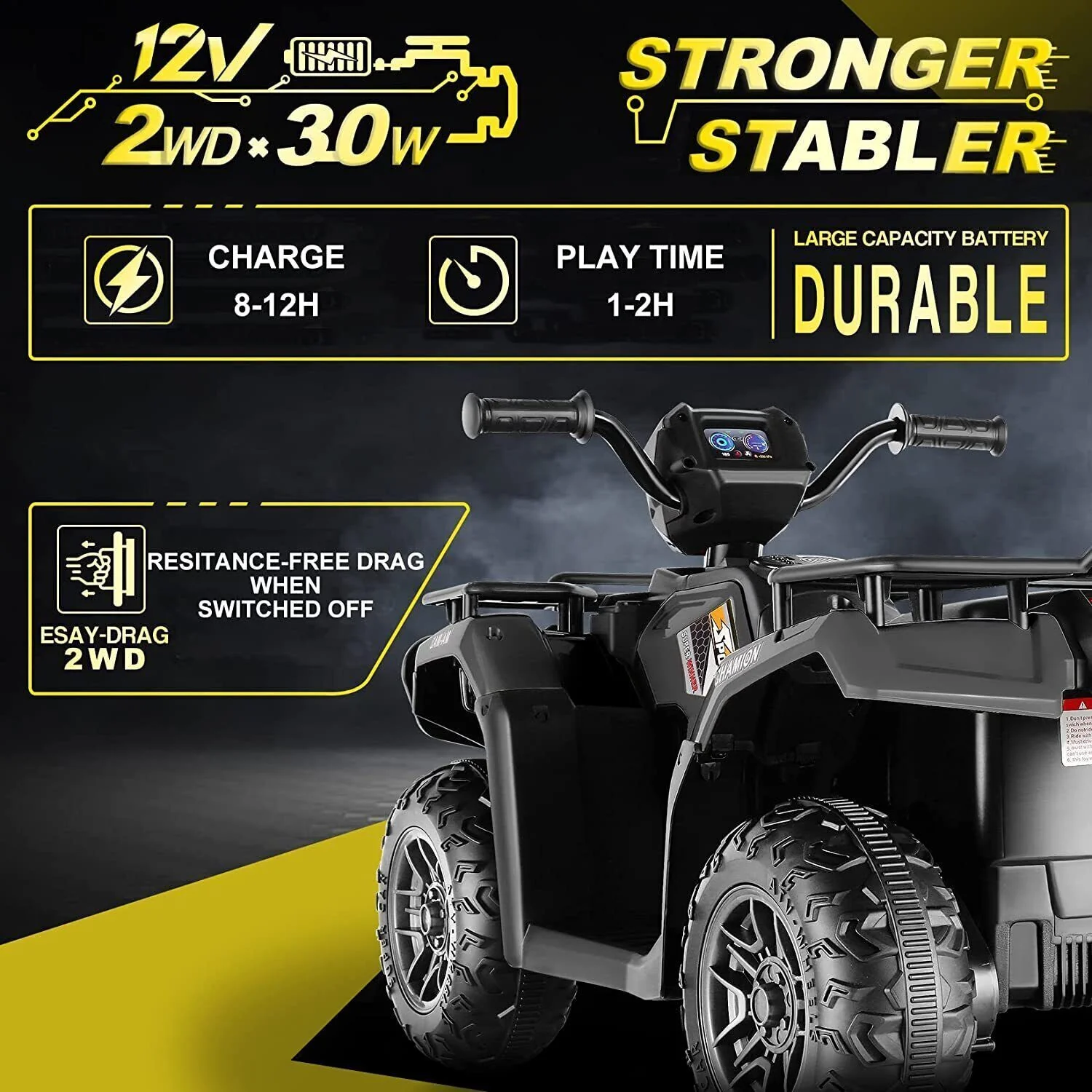 Electric 4-Wheeler ATV Quad for Kids with LED Lights, USB and MP3 Player - Suitable for Boys and Girls Aged 4 and Up - Image 12