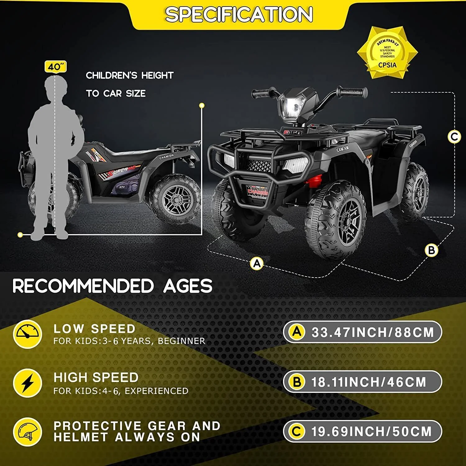 Electric 4-Wheeler ATV Quad for Kids with LED Lights, USB and MP3 Player - Suitable for Boys and Girls Aged 4 and Up - Image 15