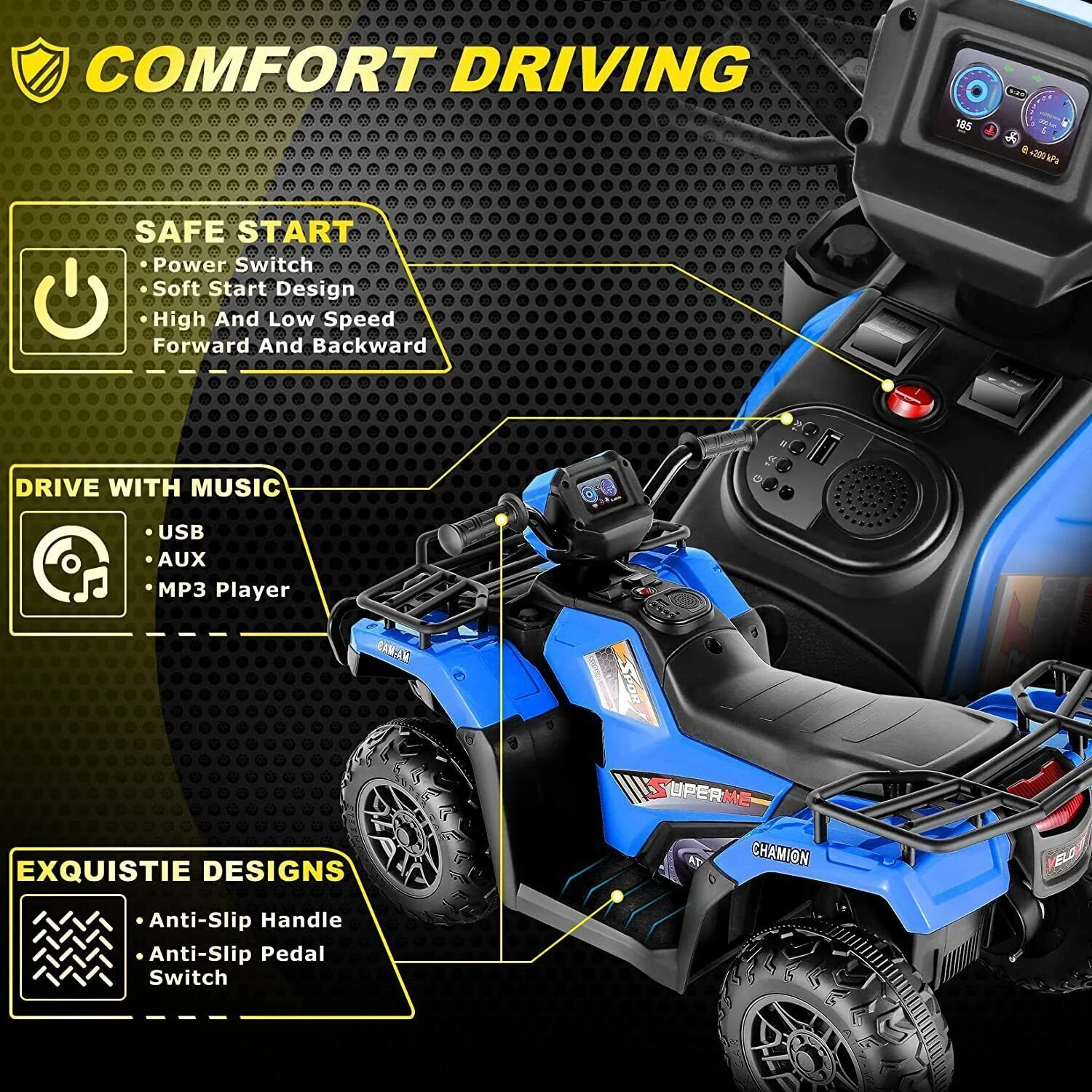 Electric 4-Wheeler ATV Quad for Kids with LED Lights, USB and MP3 Player - Suitable for Boys and Girls Aged 4 and Up - Image 20